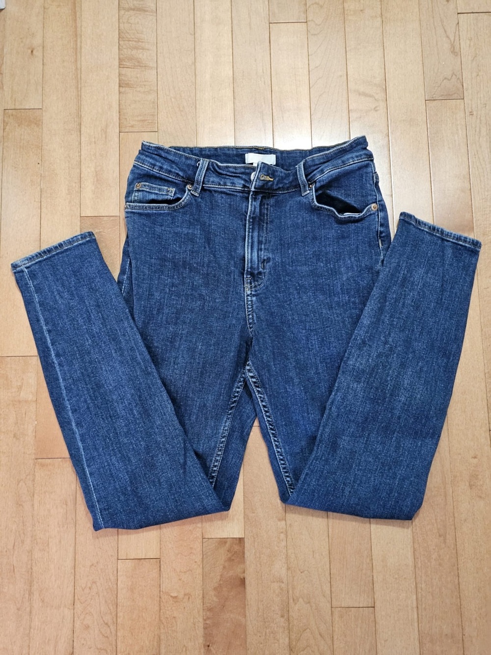 H&M High-Rise Skinny Jeans - Dark Blue Denim